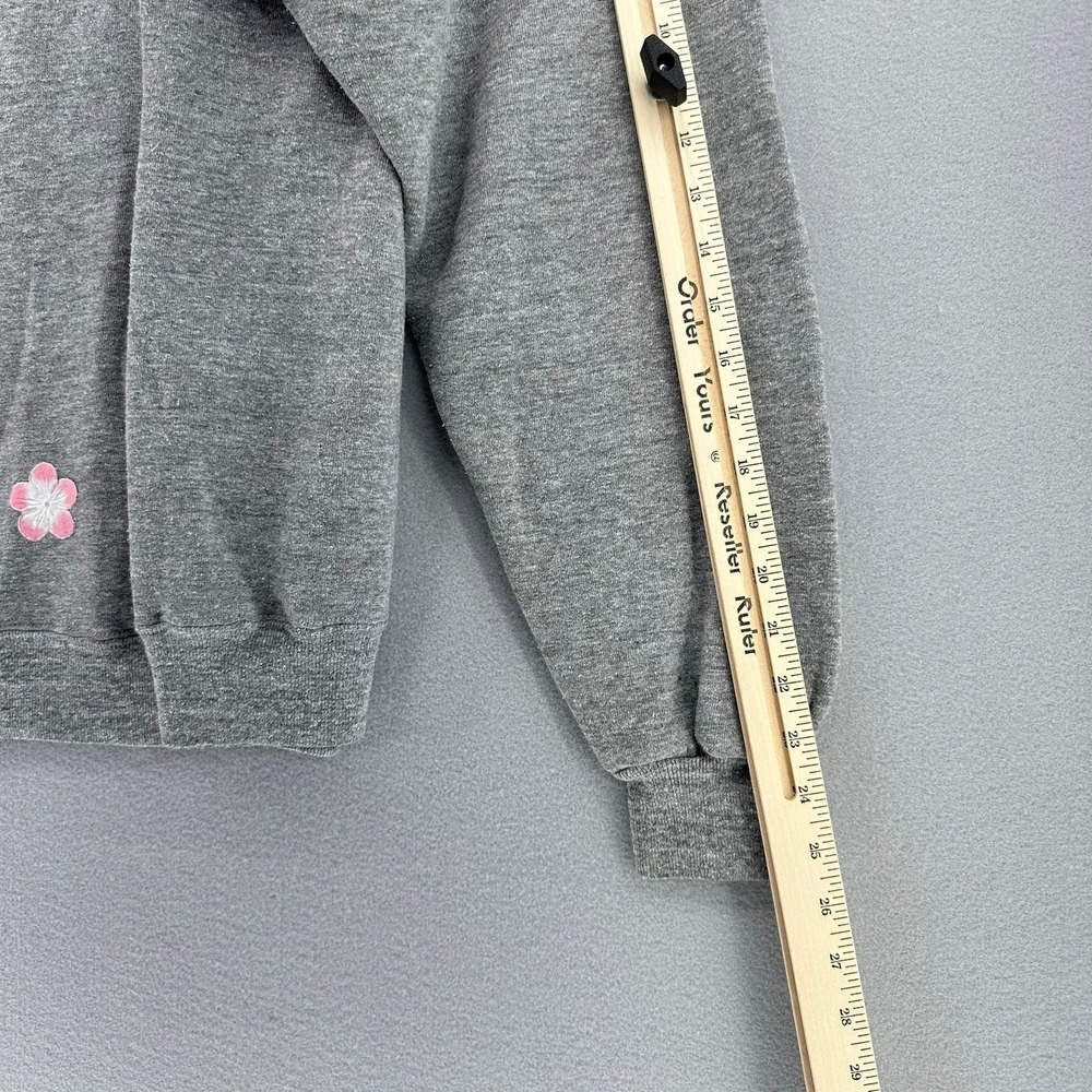 VTG Gray Floral Applique Raglan Sweatshirt HANDMADE SZ XL Made in USA Grannycore - Picture 6 of 8